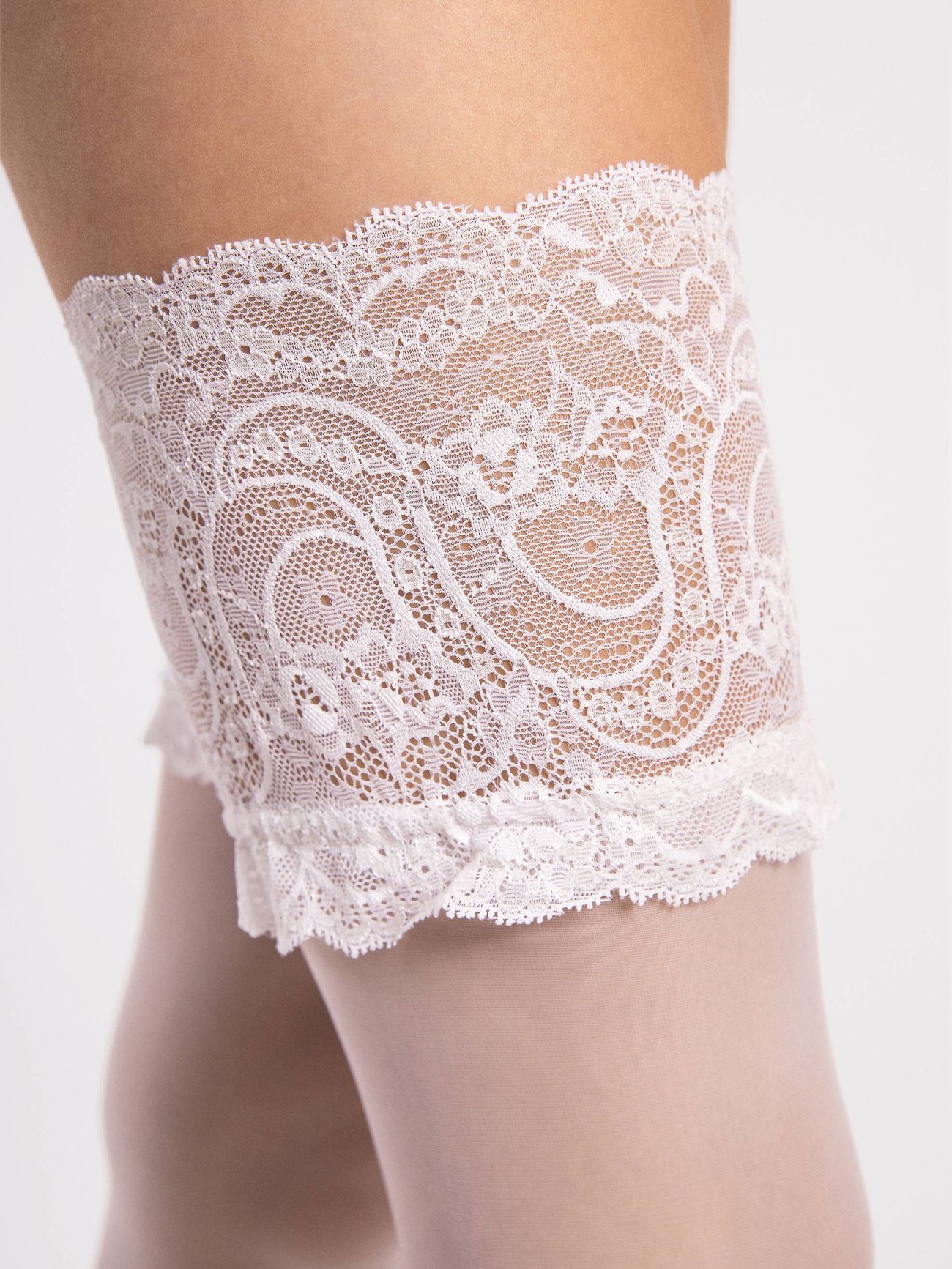 bas autofixant blanc avec dentelle fiore sandrine