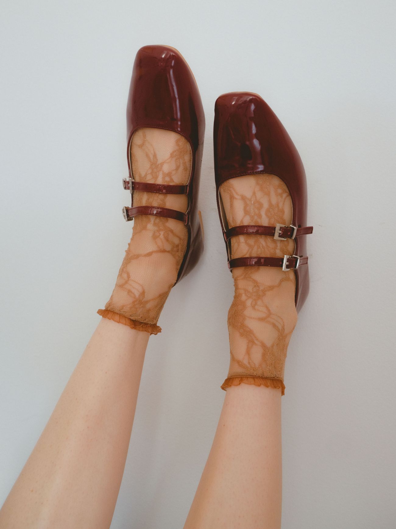 chaussettes en dentelle naturel brillant fiore ismena