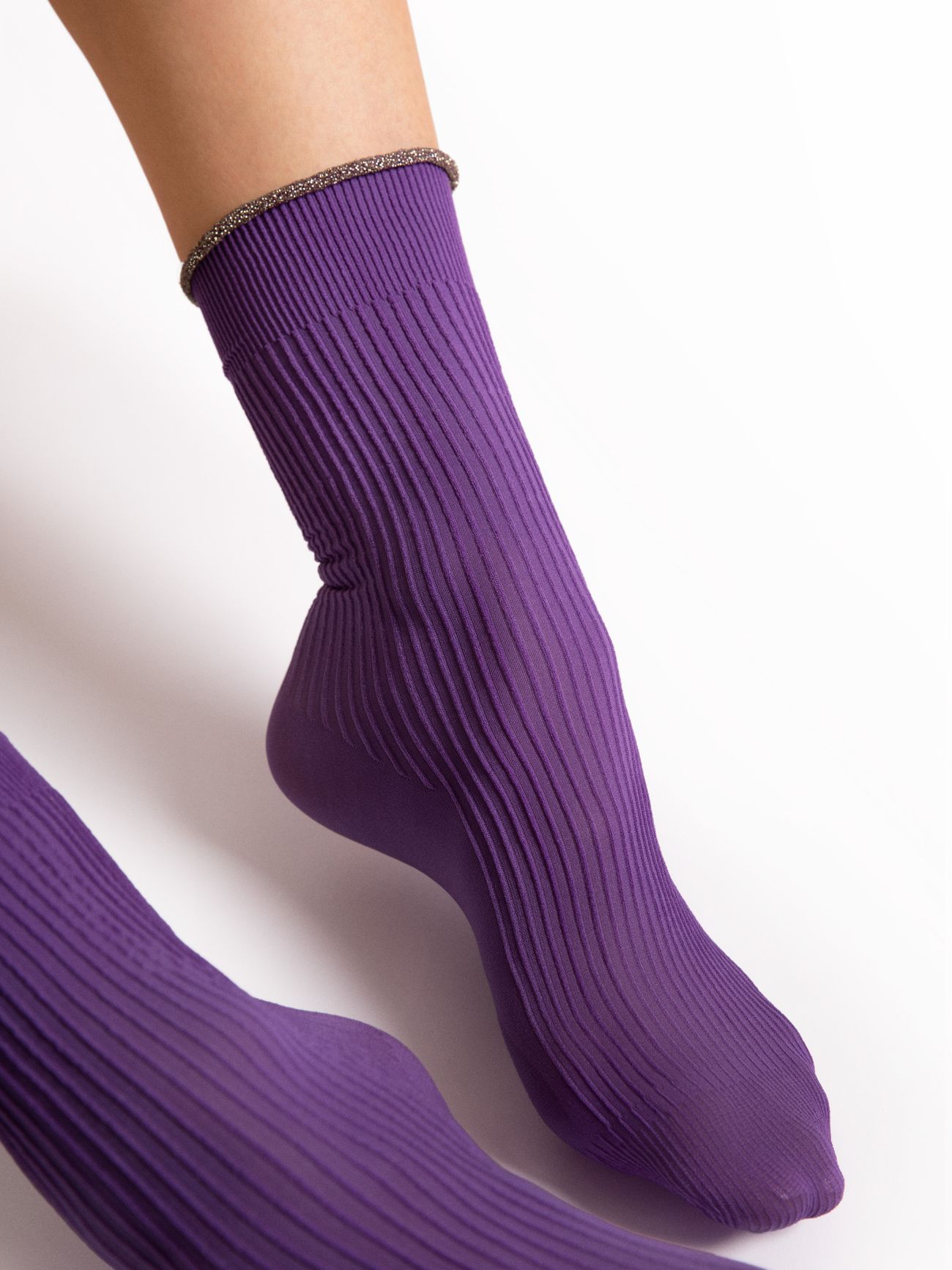 chaussette 40 denier purple fiore sassy