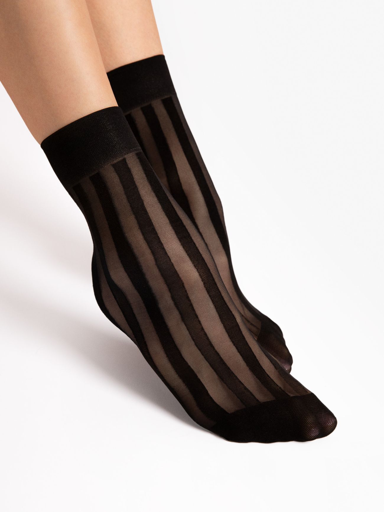 chaussettes noir 20 deniers à rayures