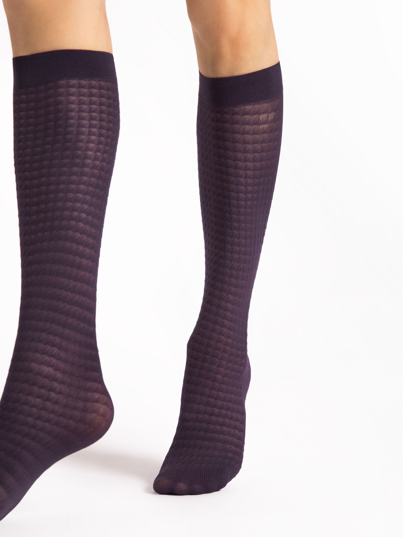 chaussettes couleur aubergine 40 deniers fiore twilla