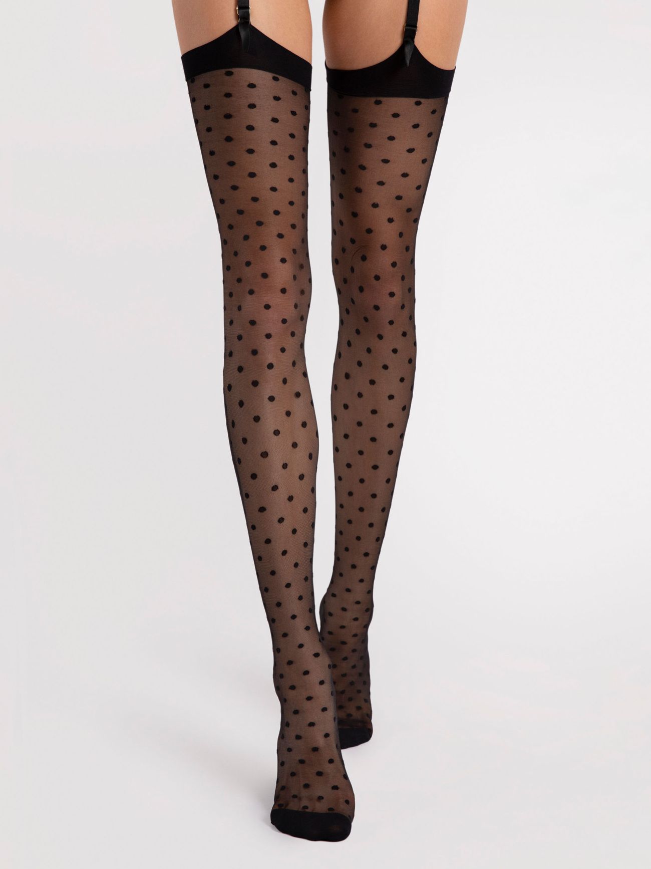 bas porte jarretelles plumetis noir fiore louise