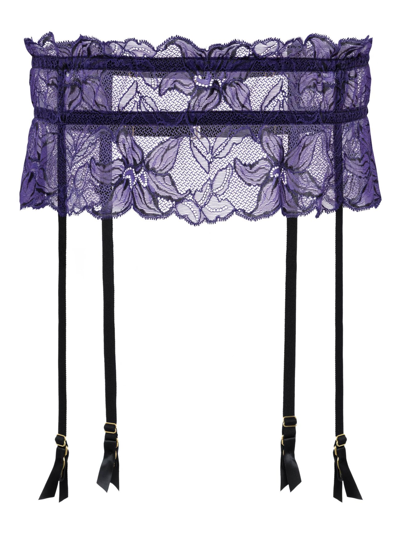 porte jarretelles en dentelle violette