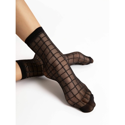 socquette noir fantaisie grid fiore 20 deniers