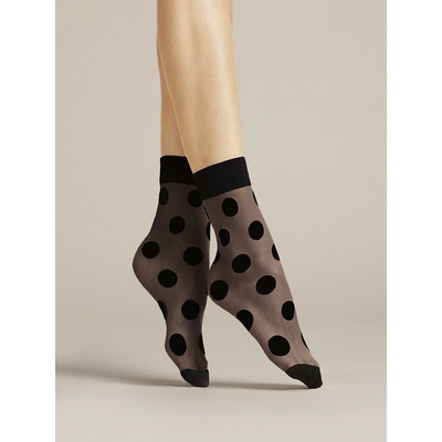 socquette noir plumetis 20 deniers