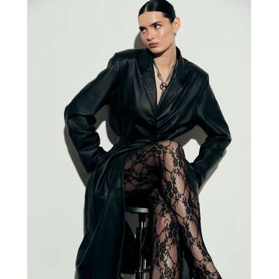 collant noir en dentelle fine et douce