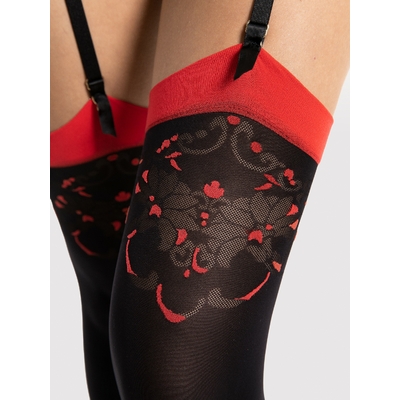 collant noir avec motif rouge