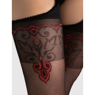 collant ouvert avec motifs rouge