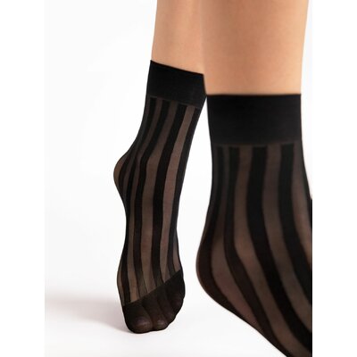 chaussettes à rayures noir 20 deniers fiore