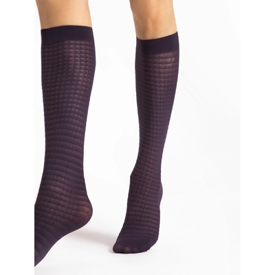 chaussettes couleur aubergine 40 deniers fiore twilla