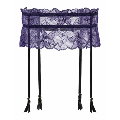 porte jarretelles en dentelle violette