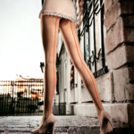 collant couleur nude avec ligne couture rouge