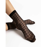 socquette noir fantaisie grid fiore 20 deniers