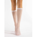 chaussette haute blanche plumetis 15 deniers