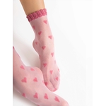 chaussettes rose avec des coeurs fiore kokoro