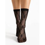 chaussettes à fleur 20 deniers noir