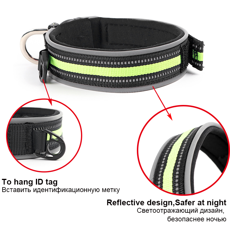 Adjustable-Reflective-Nylon-Dogs-Collar-Night-Outdoor-Safety-Pet-Collar-With-ID-Tag-Hanging-Hole-Small