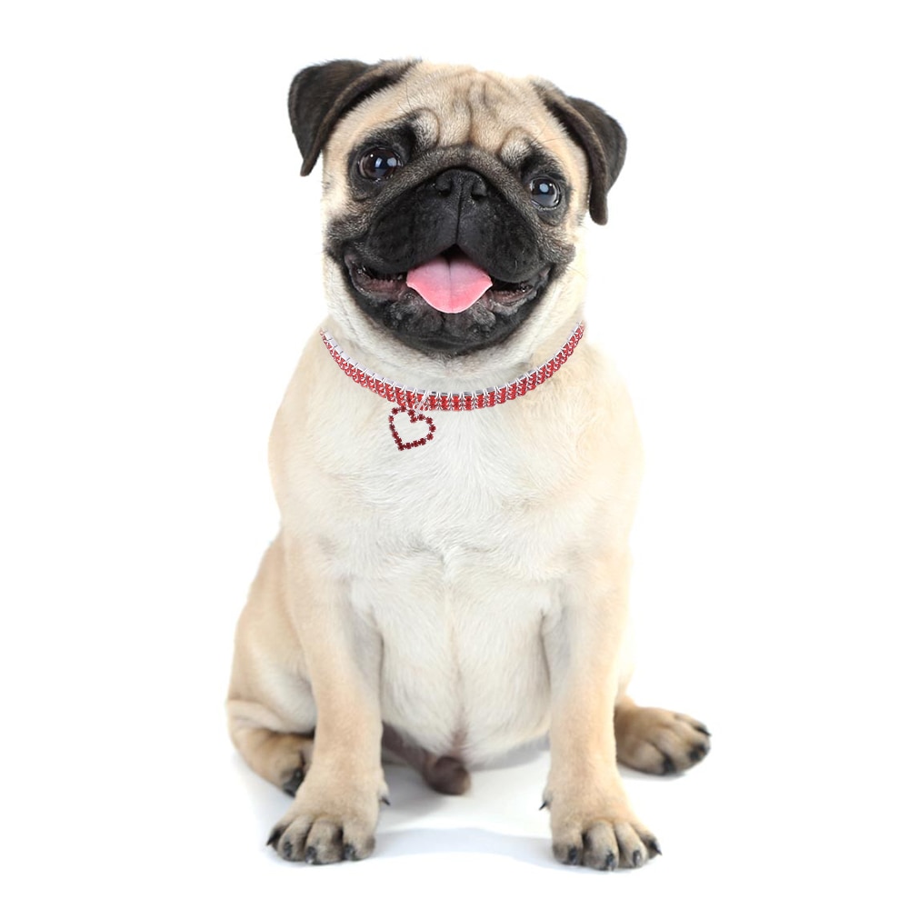 Heart-shaped-Dog-Collar-Rhinestone-Cat-Collar-Neck-Size-20CM-25CM-30CM-For-Small-Medium-Dogs