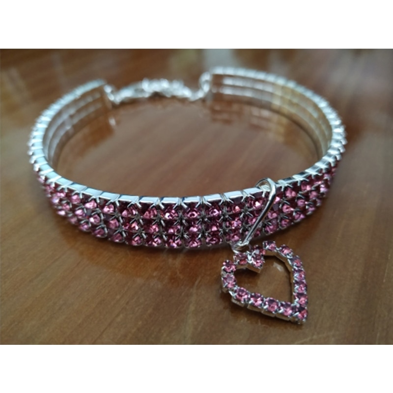 Heart-shaped-Dog-Collar-Rhinestone-Cat-Collar-Neck-Size-20CM-25CM-30CM-For-Small-Medium-Dogs