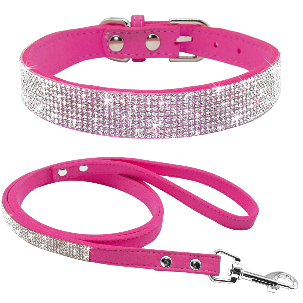 Adjustable-Suede-Leather-Puppy-Dog-Collar-Leash-Set-Soft-Rhinestone-Small-Medium-Dogs-Cats-Collars-Walking