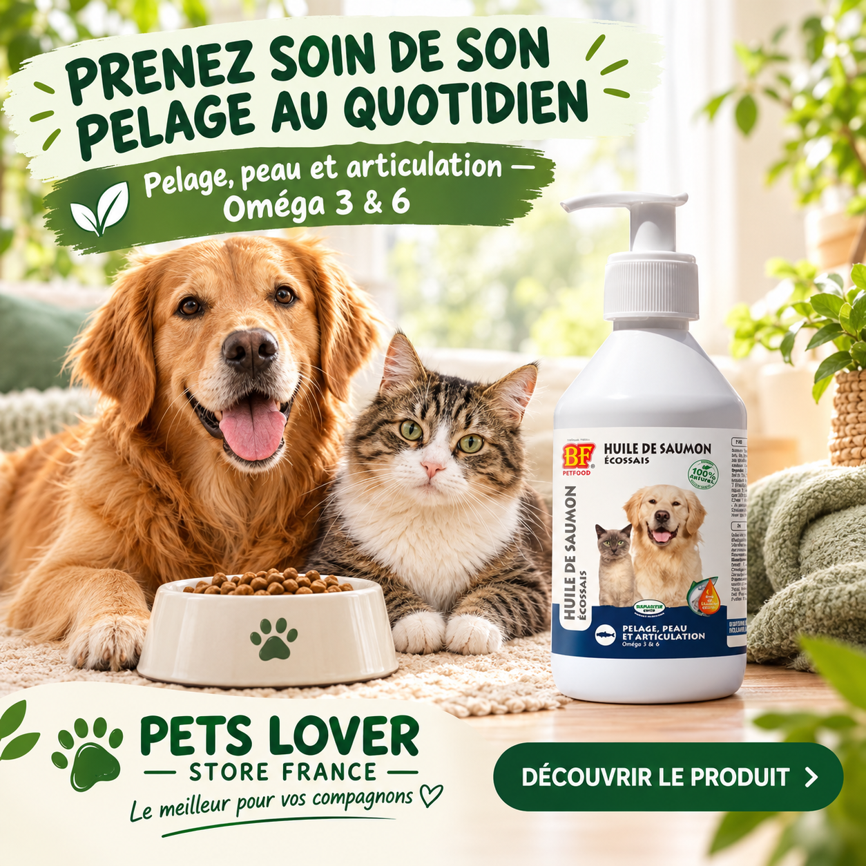 Huile de saumon pour chien et chat : prenez soin de son pelage au quotidien, pelage, peau et articulations, oméga 3 et 6