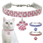 Rhinestone-Cute-Paw-Dog-Collar-Products-for-Dogs-20-25-33CM-Blue-Red-Pink-Adjustable-Collar