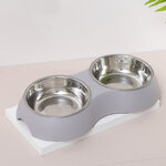 Gamelle double bol inox amovible-gris