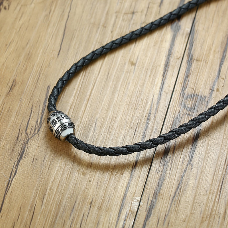 Collier-pour-hommes-9-mots-bouddha-Mantra-perles-porte-bonheur-pendentif-en-acier-inoxydable-avec-corde