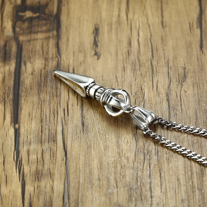 Hommes-acier-inoxydable-Phurba-Kilaya-pendentif-collier-bouddhisme-tib-tain-Vajrayana-bouddhiste-Vajra-Dorje-dague-amulette