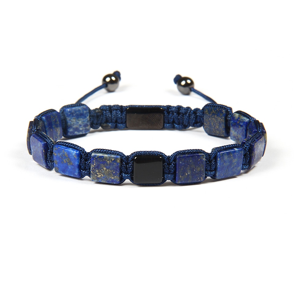 Ailatu-8x8mm-naturel-Lapis-Lazuli-carr-pierre-plat-macram-Bracelet-pour-Couples-amant-cadeau-de-mode