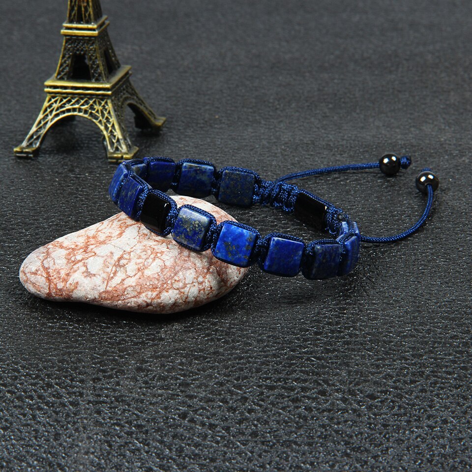 Ailatu-8x8mm-naturel-Lapis-Lazuli-carr-pierre-plat-macram-Bracelet-pour-Couples-amant-cadeau-de-mode