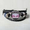 New-retro-hippie-peace-sign-fan-bus-Leather-bracelet-fashion-men-and-women-jewelry-convex-round