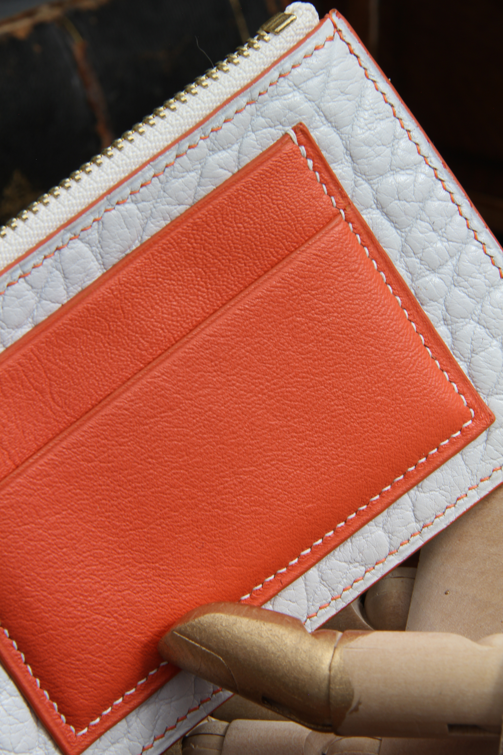 Crivellaro Porte Monnaie blanc orange 4