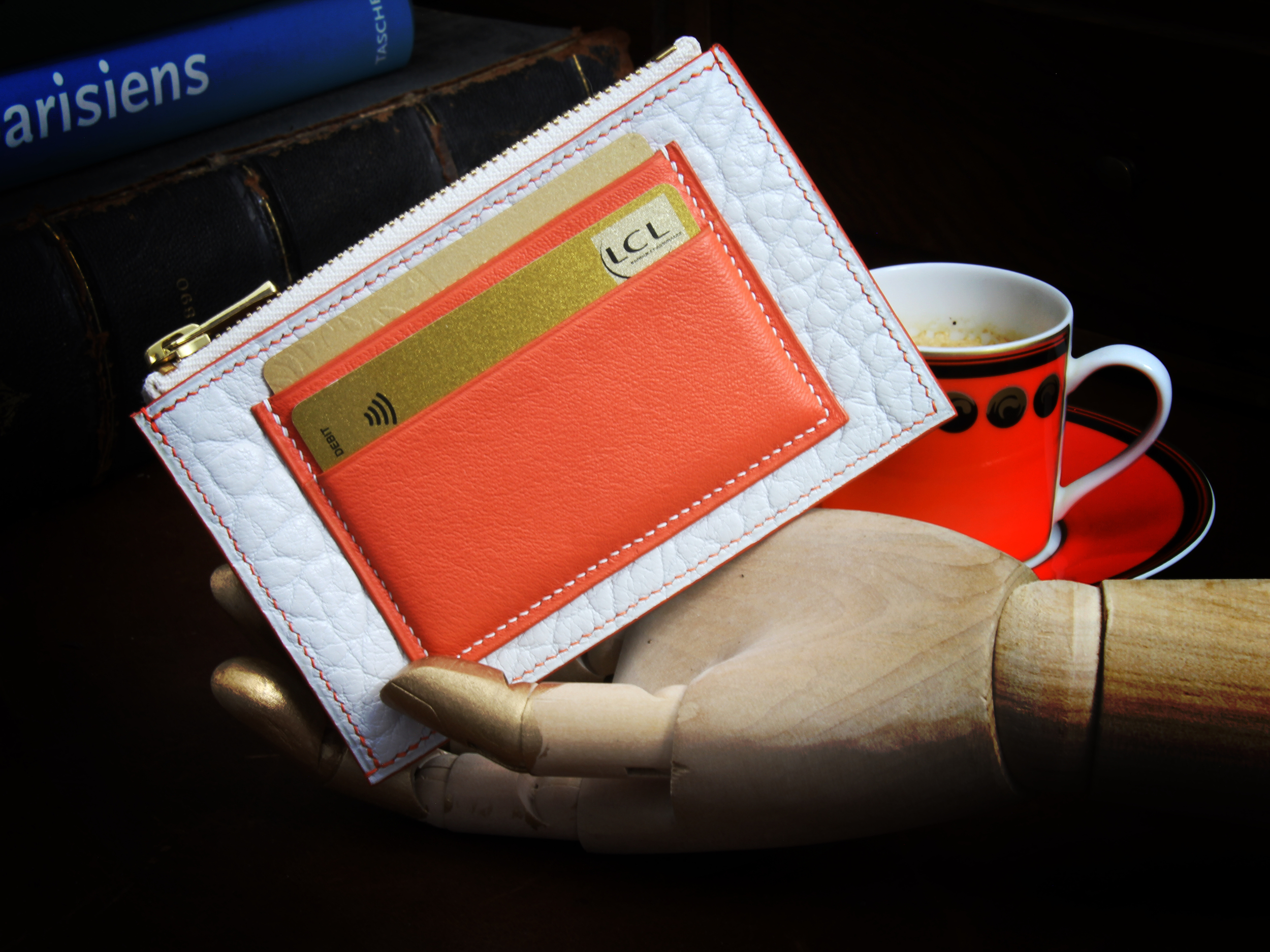 Crivellaro Porte Monnaie Blanc orange 2
