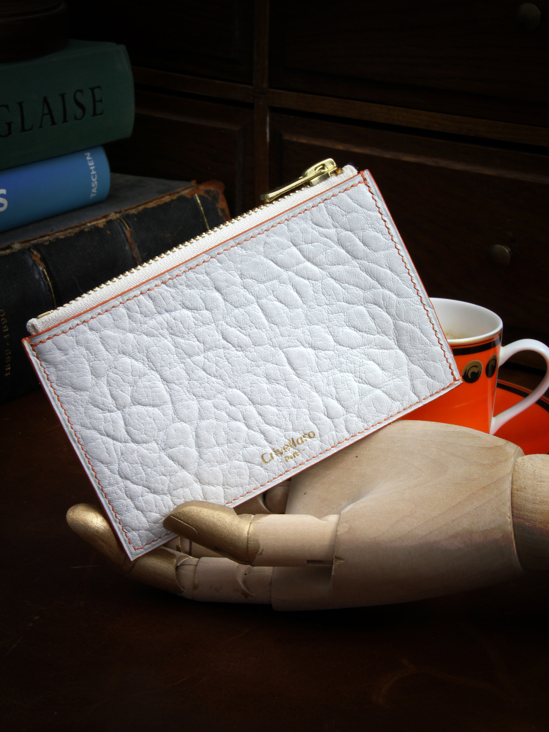 Crivellaro Porte Monnaie blanc Orange