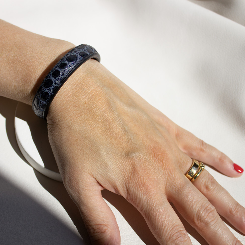 Crivellaro-Bracelet-croco-bleu-Or-2