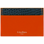 Crivellaro-portes-cartes-SLIM-Orange-Croco-Bleu-1