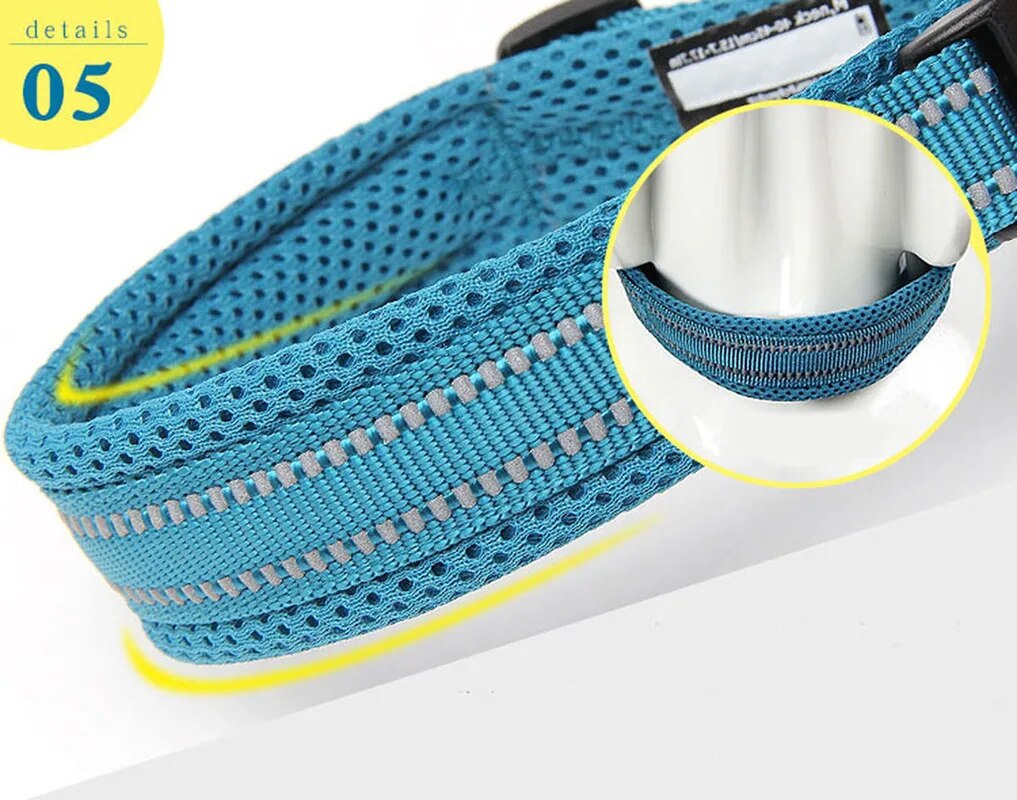 Truelove-Adjustable-Mesh-Padded-Pet-Dog-Collar-3M-Reflective-Nylon-Dog-Collar-Durable-Heavy-Duty-for
