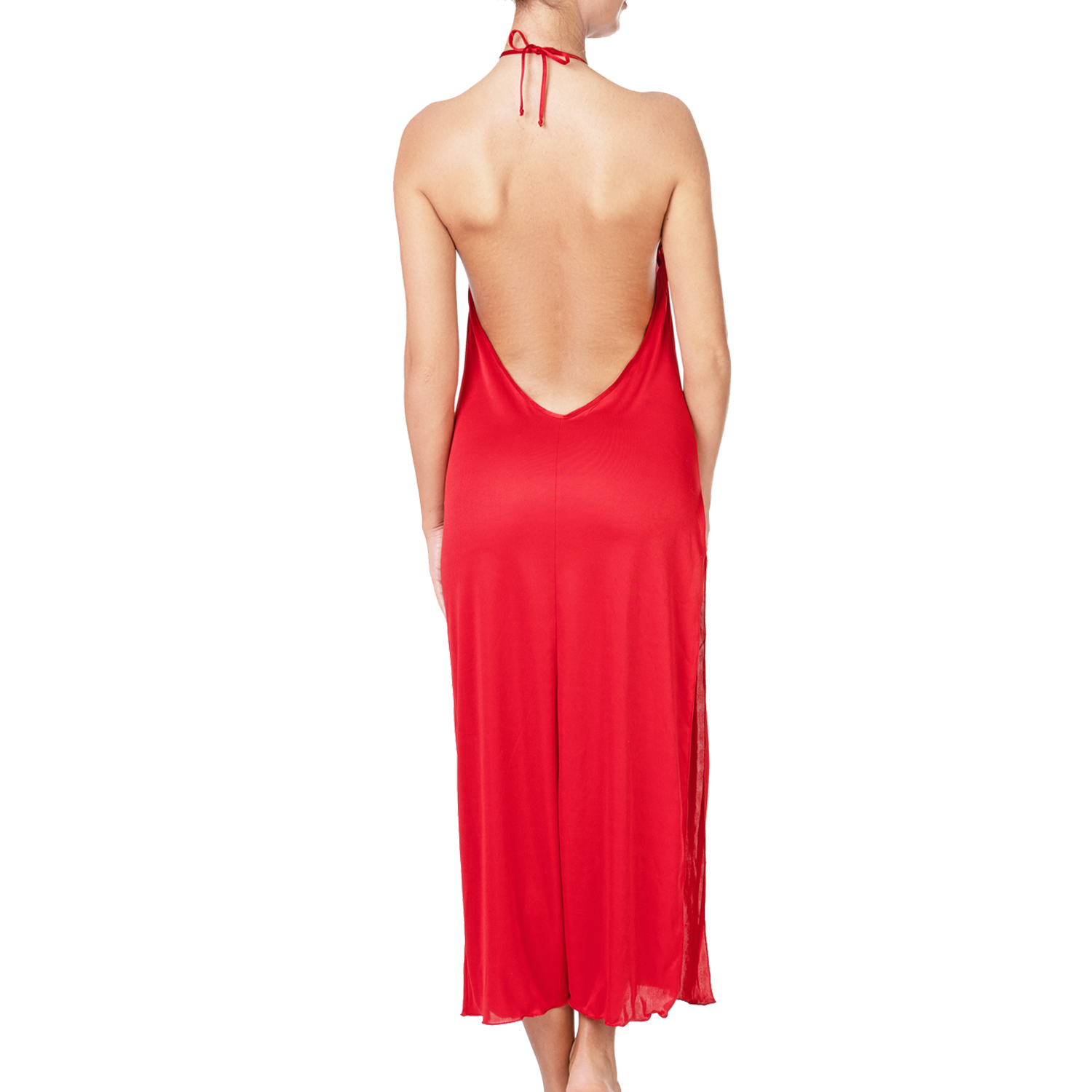 longue nuisette rouge avec dos nu