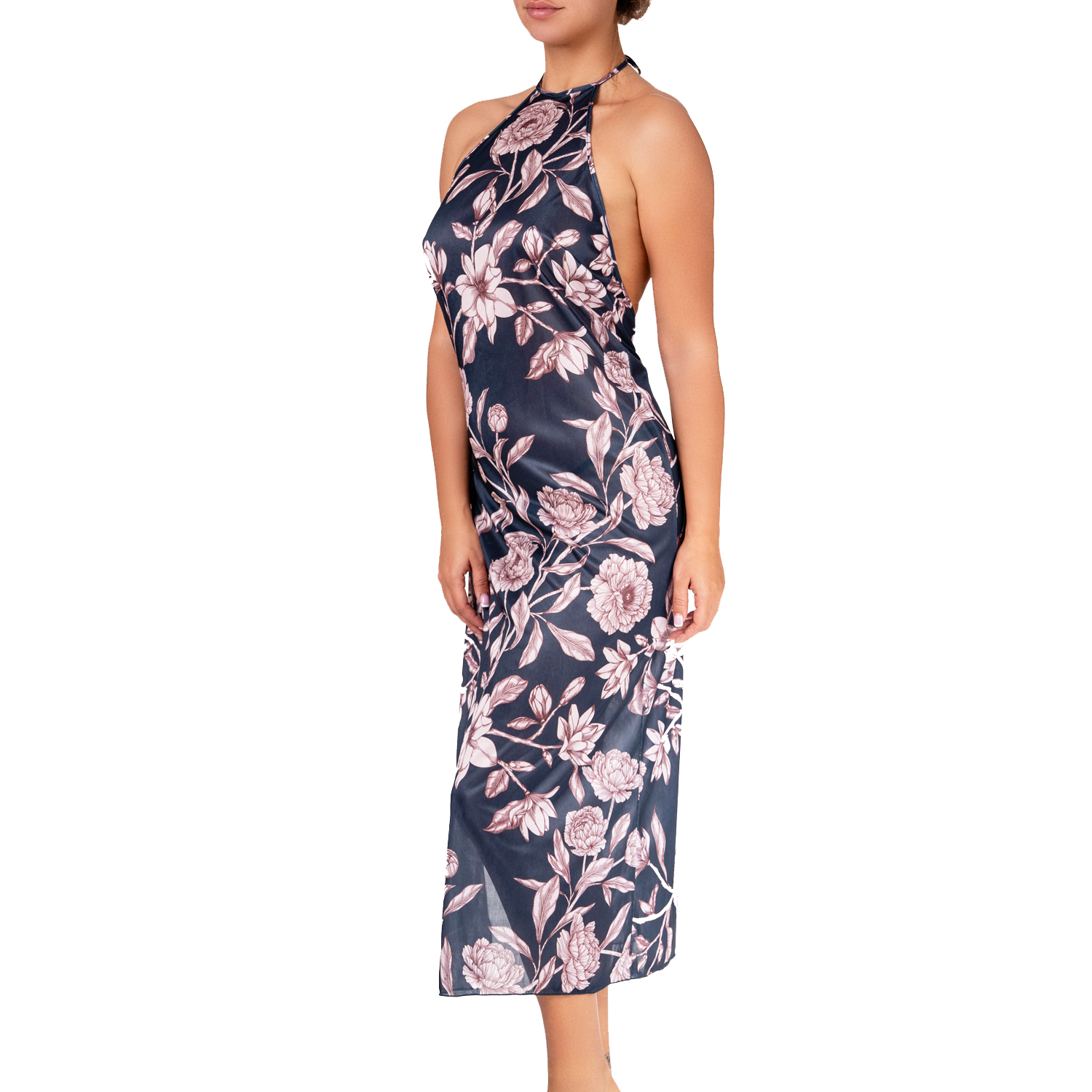 longue nuisette en satin imprimé