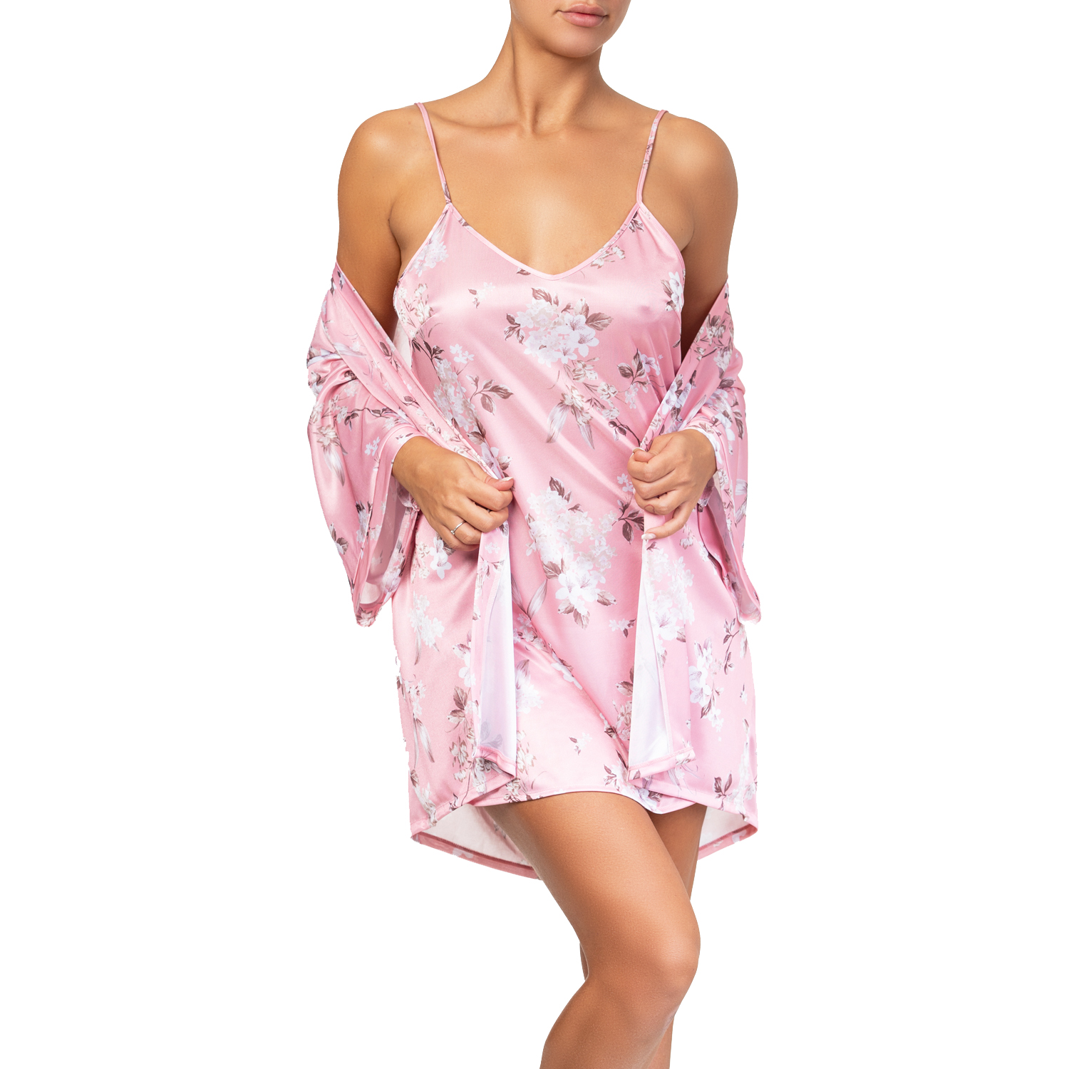 ensemble nuisette et déshabillé rose