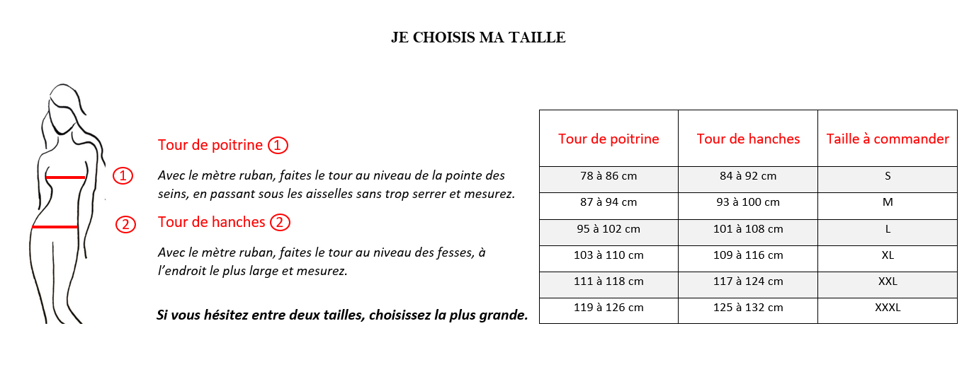 grille des tailles poitrine hanche