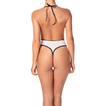 dos de body en tulle ivoire et dentelle noire et or