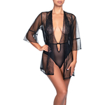 ensemble body dentelle et déshabillé en tulle noir