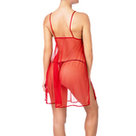 dos de nuisette ouverte en tulle rouge transparente