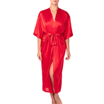 long kimono rouge en satin