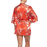 dos de kimono en satin imprimé orange