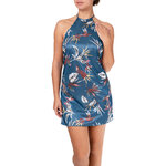 nuisette sexy en satin imprimé bleu
