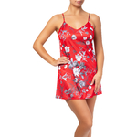 nuisette rouge avec un imprimé floral
