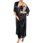 nuisette longue noire avec dentelle poitrine